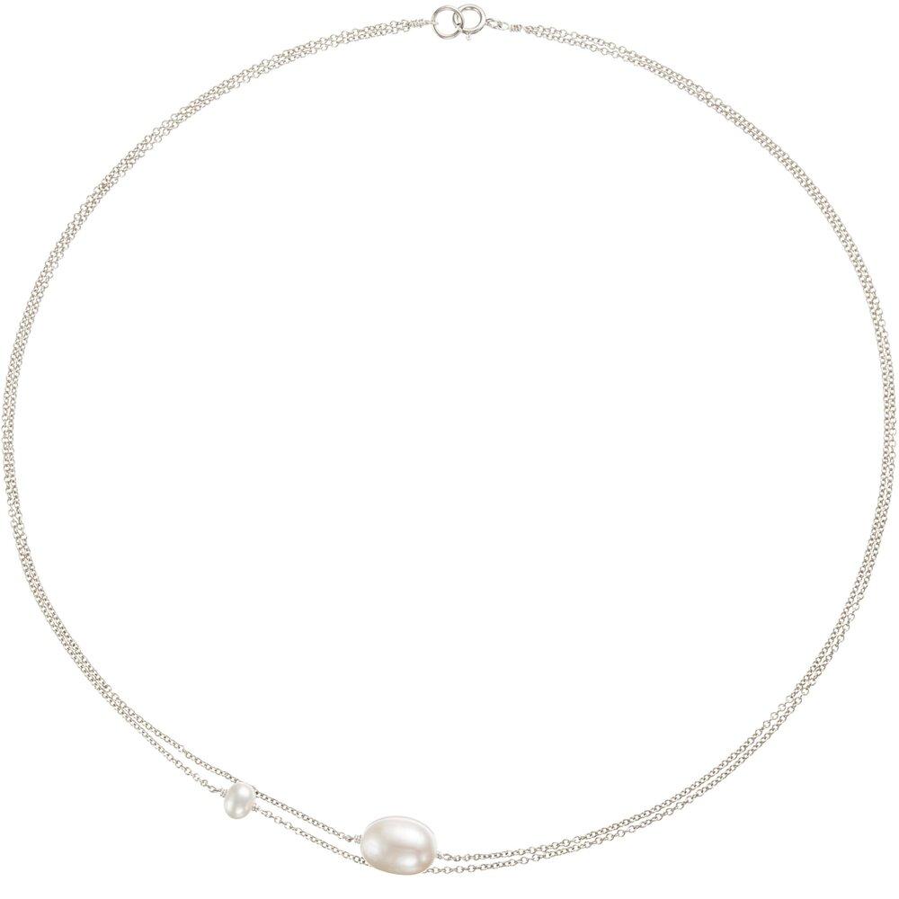 White Gold-Tone Layered Large and Small Pearl-Style Choker