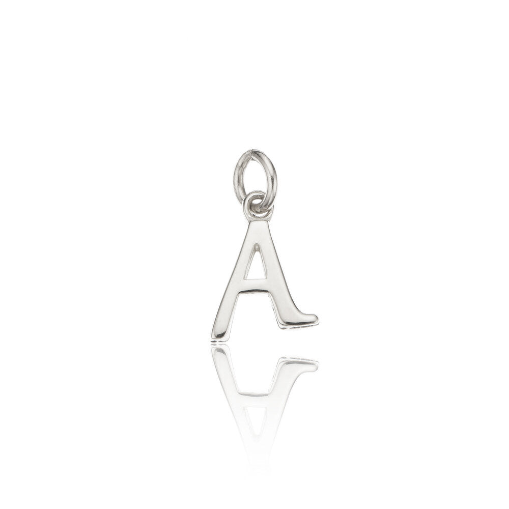 White Gold-Tone Individual Curved Initial Charm