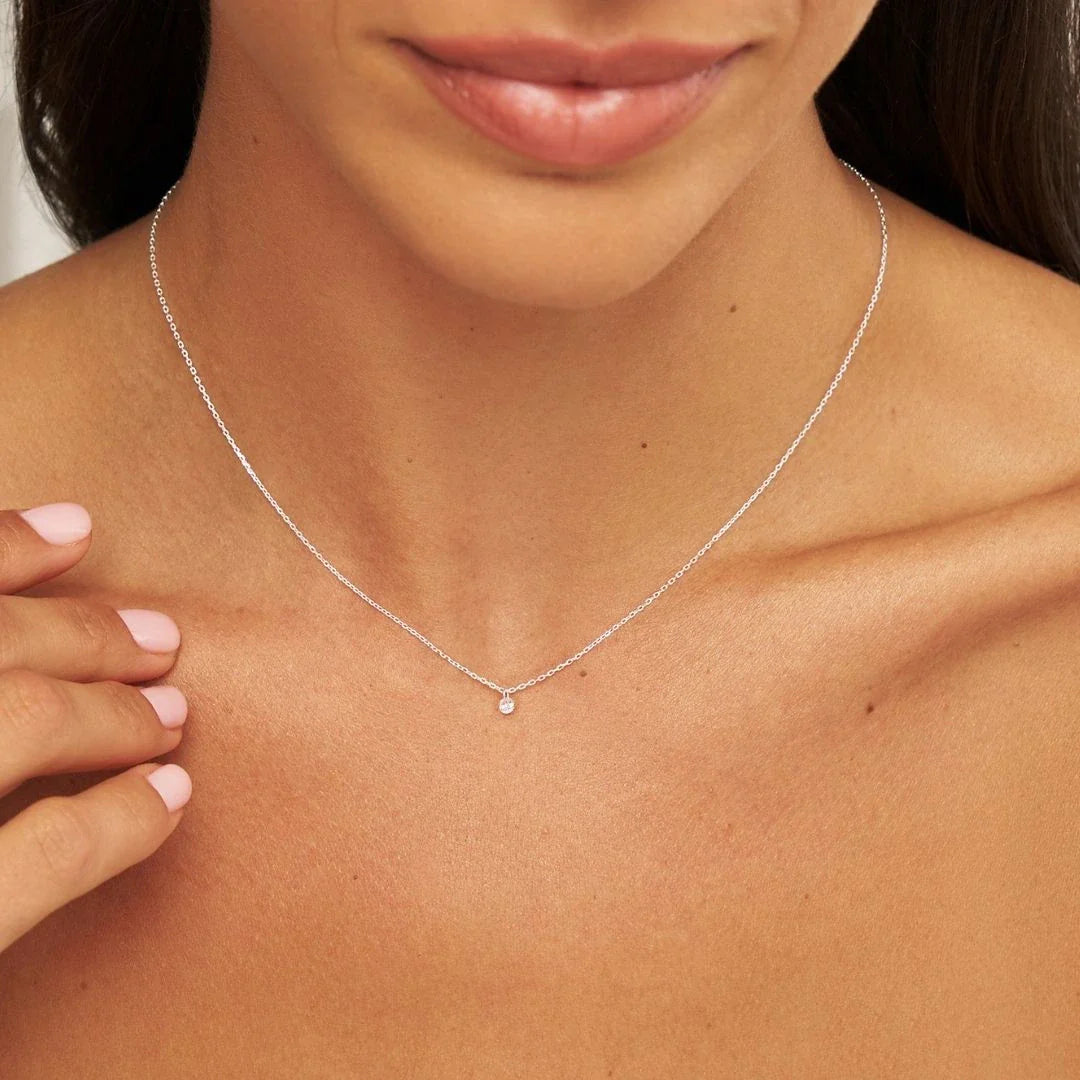 Silver-Tone Large Floating Crystal-Style Necklace