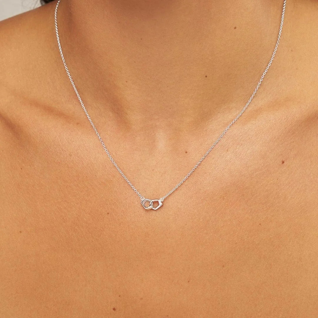 Solid White Gold Love Link Necklace
