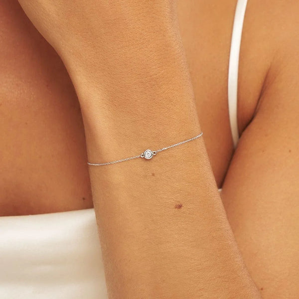 Solid White Gold Floating Diamond Bracelet