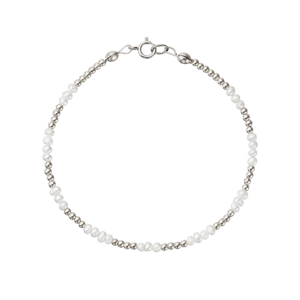 Silver Beaded Mini Pearl Bracelet