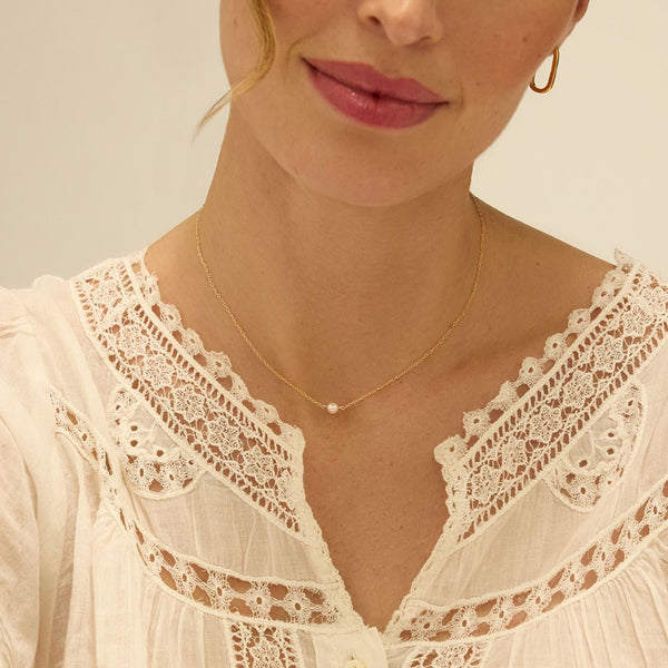 Rose Gold Single Pearl Choker