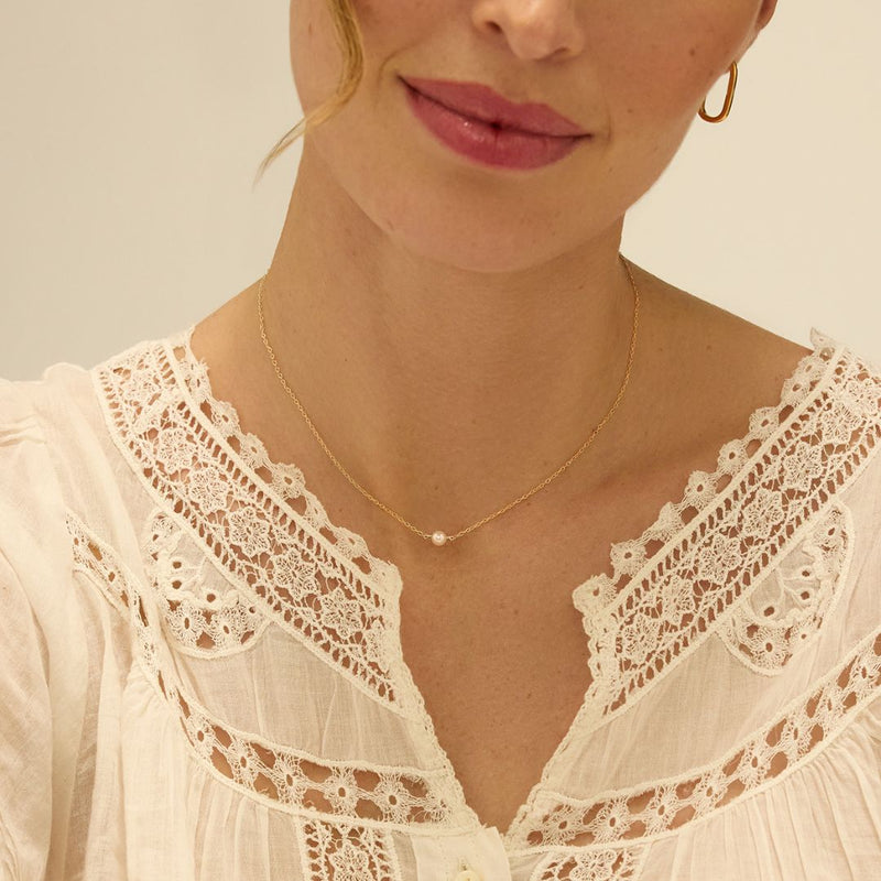 Rose Gold Single Pearl Choker