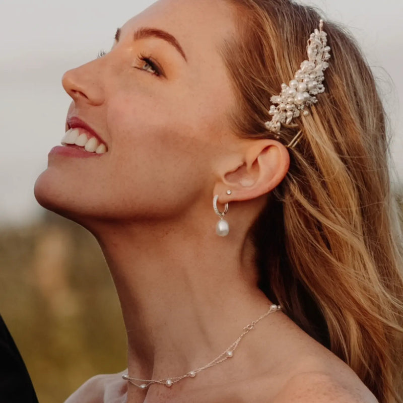 Solid White Gold Layered Pearl Necklace