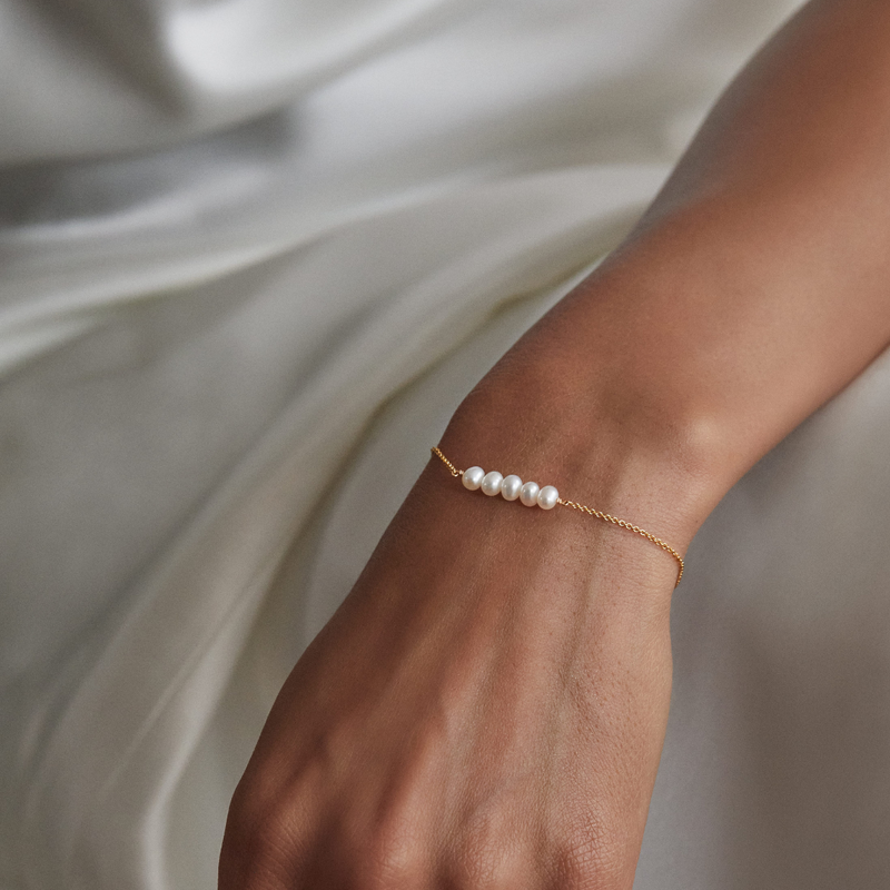 Gold Pearl Cluster Bracelet