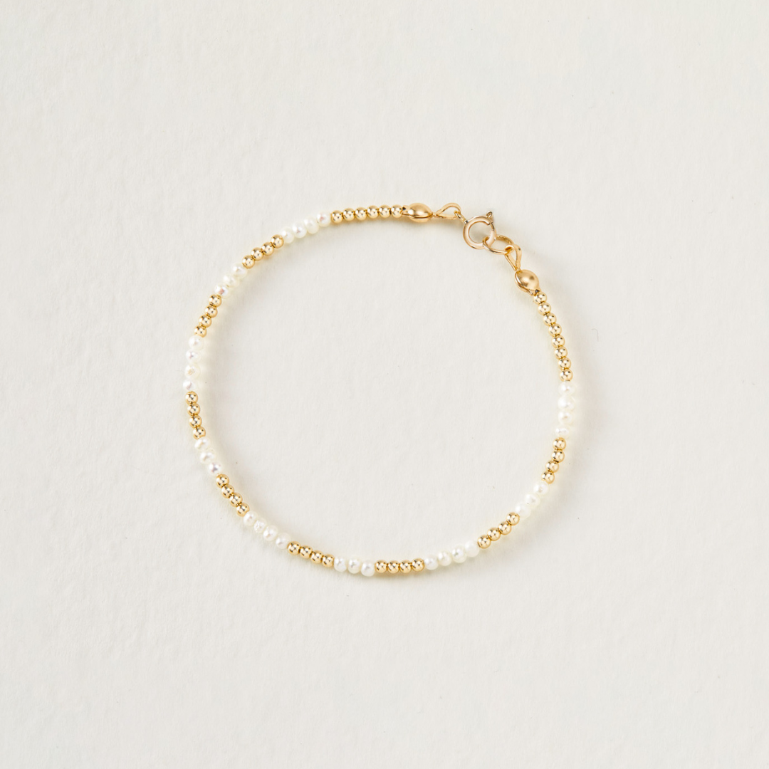 Gold-Tone Beaded Mini Pearl-Style Bracelet