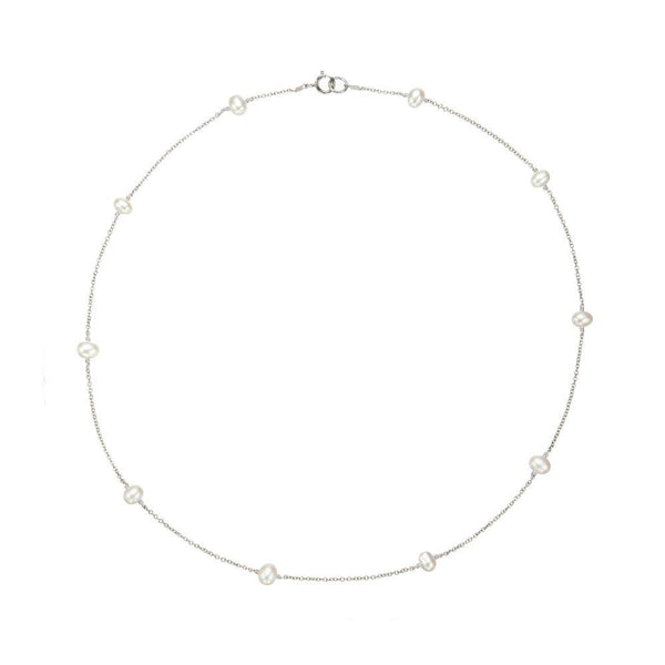 Solid White Gold Ten Pearl Choker