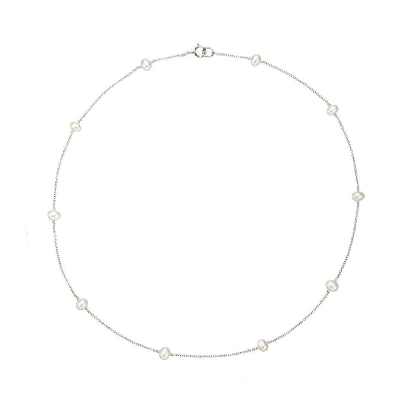 Solid White Gold Ten Pearl Choker