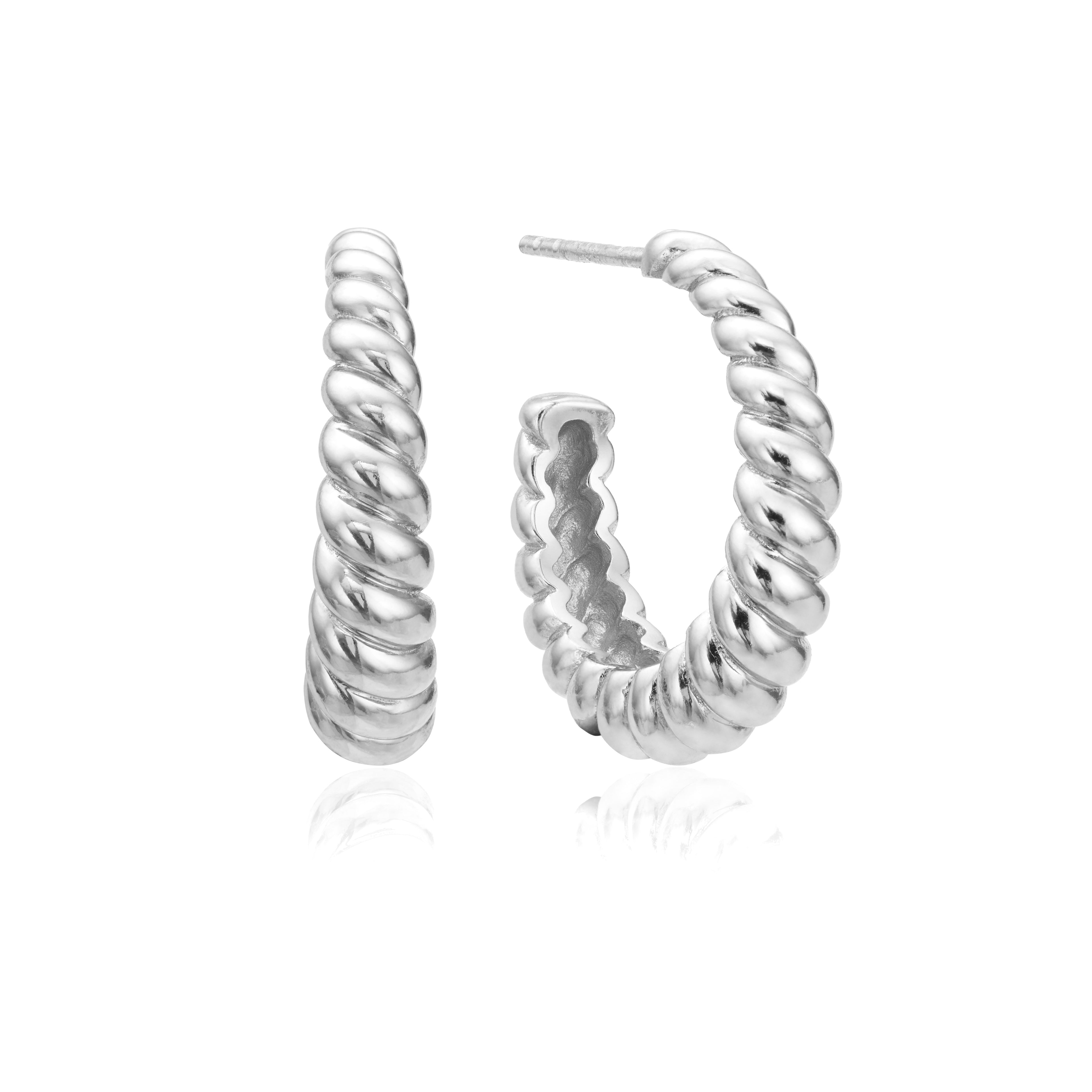 Silver-Tone Large Twisted Rope Hoop Earrings