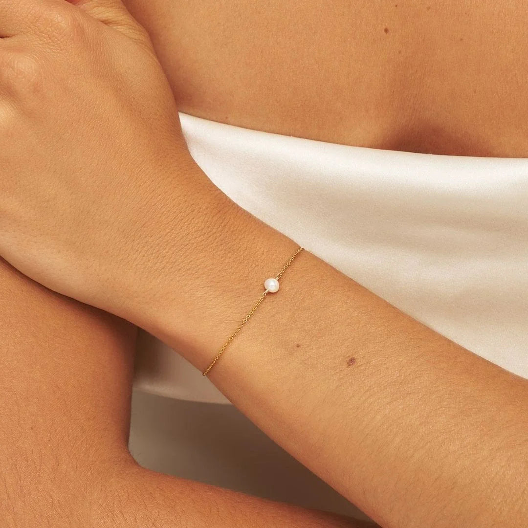 Rose Gold-Tone Single Pearl-Style Bracelet