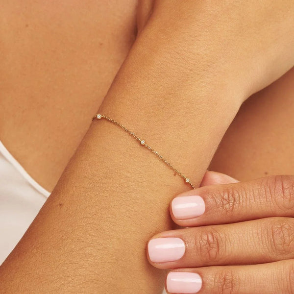 Gold Three Diamond Style Bracelet