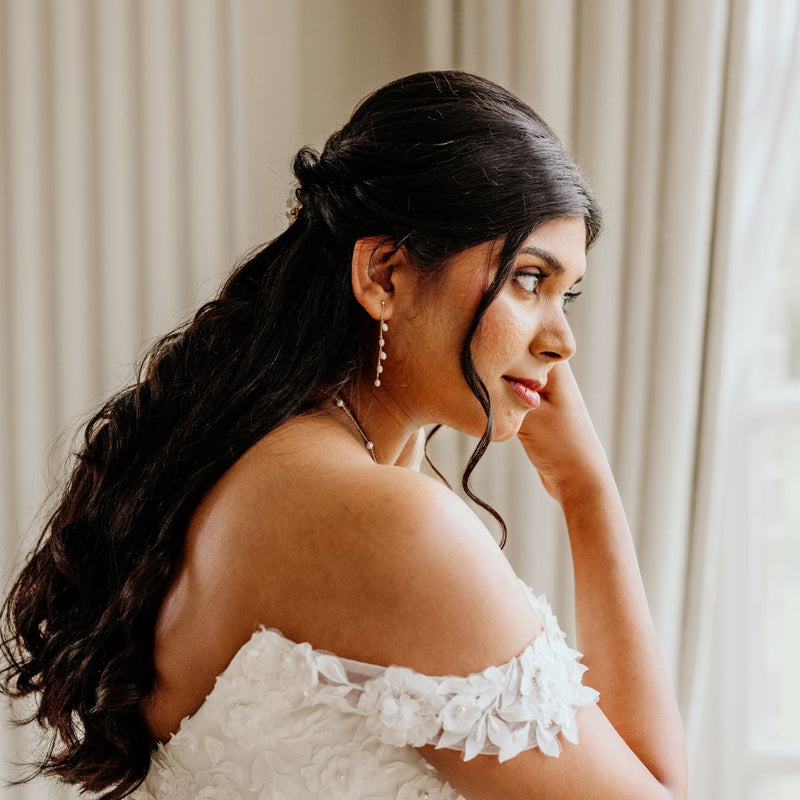 Gold Seed Pearl Drop Earrings