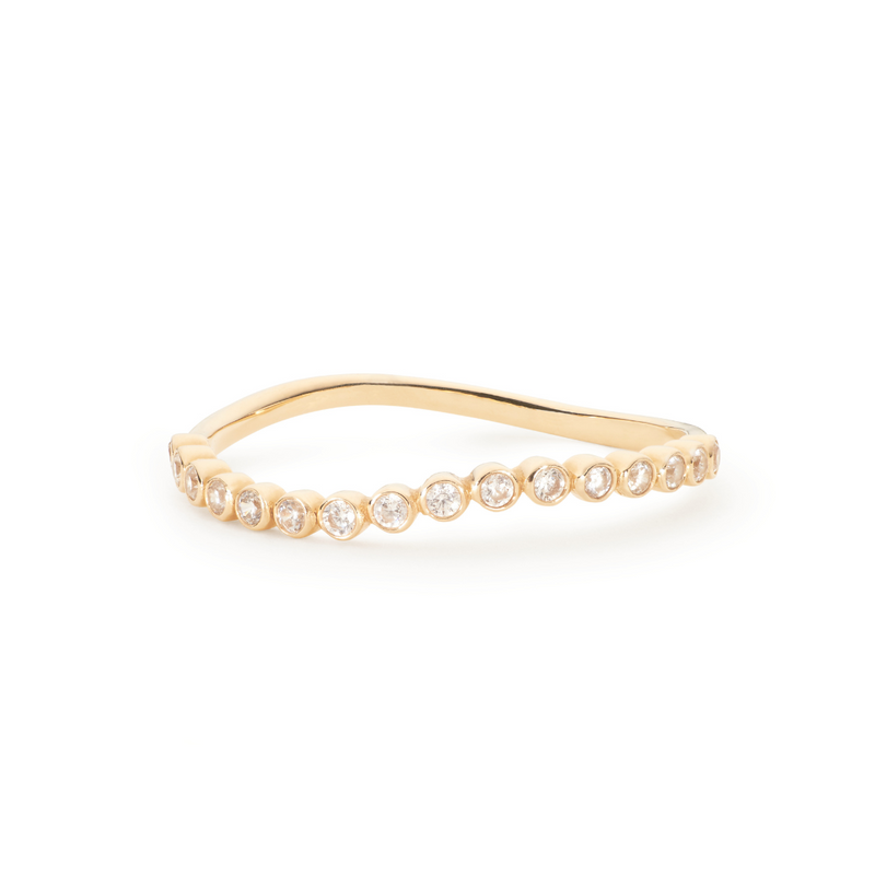 Gold Diamond Style Wave Ring