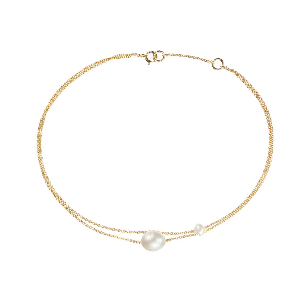 Gold Layered Large and Small Pearl Anklet