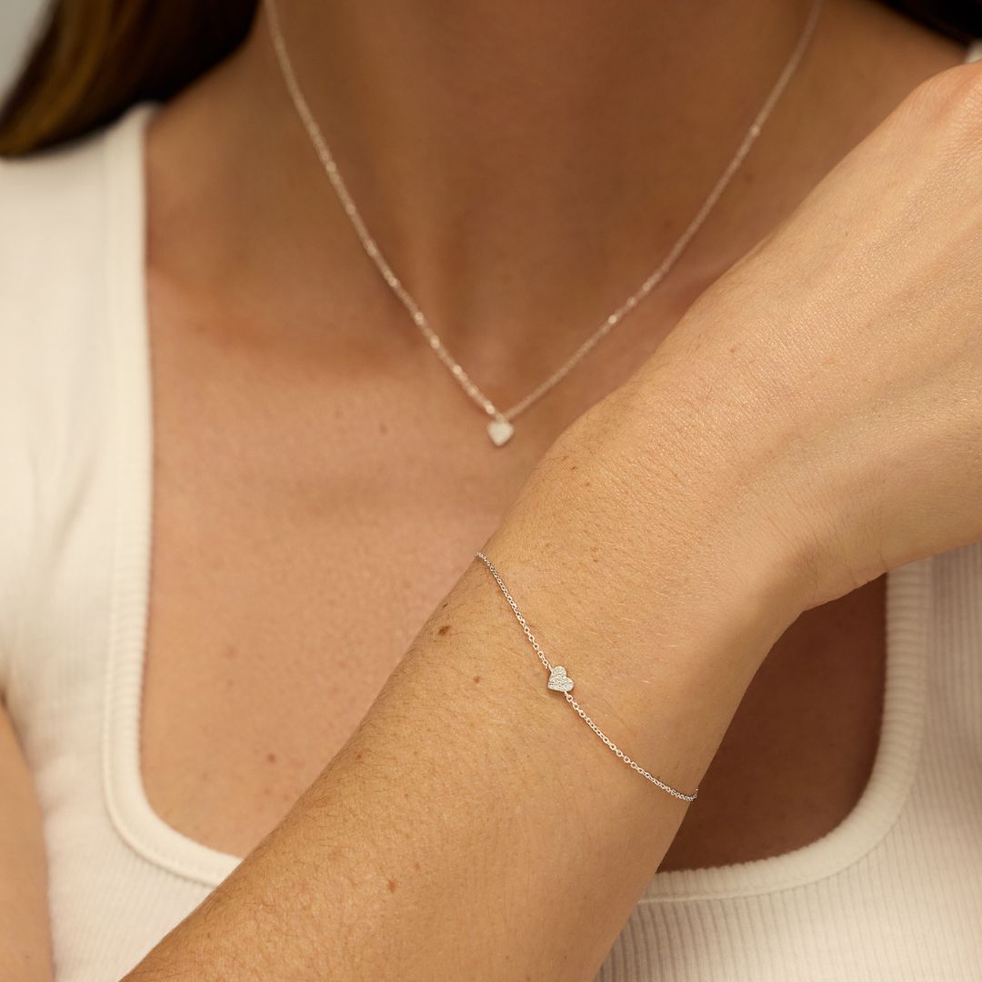 Silver-Tone Crystal-Style Cluster Heart Bracelet