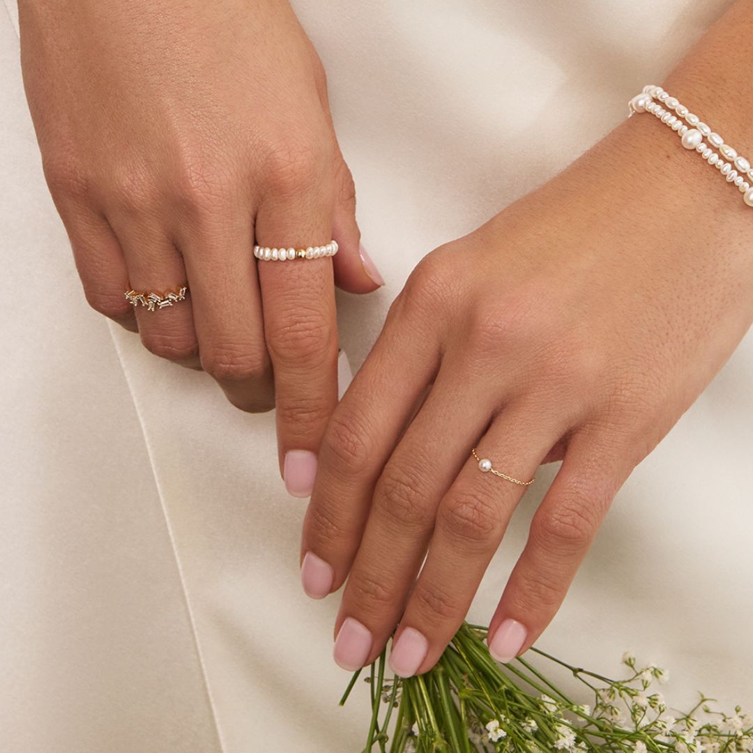 Gold-Tone Pearl-Style Chain Ring