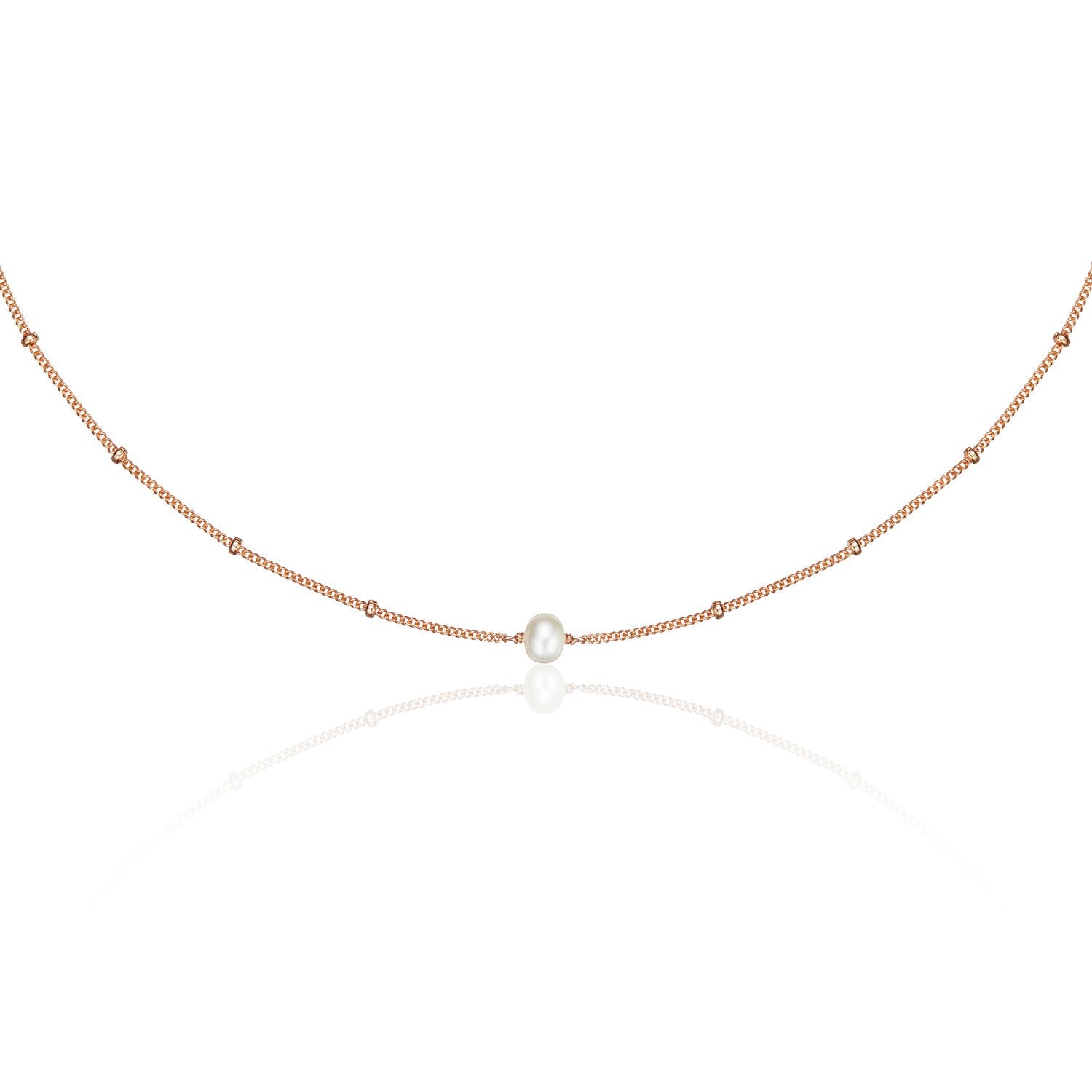 Rose Gold-Tone Satellite Single Pearl-Style Choker Necklace