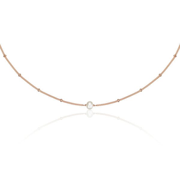 Rose Gold Satellite Single Pearl Choker