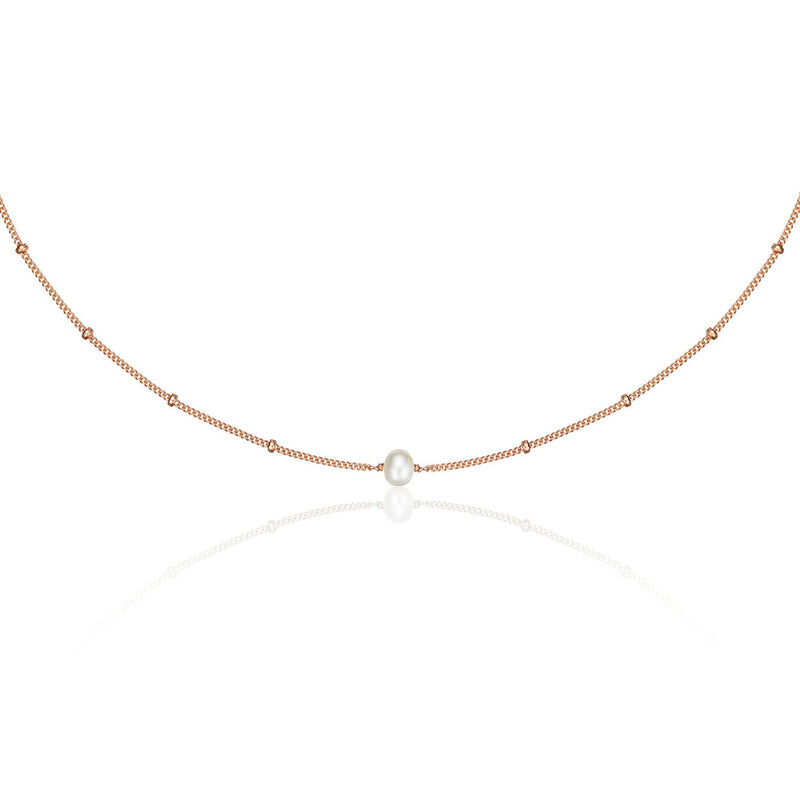 Rose Gold Satellite Single Pearl Choker