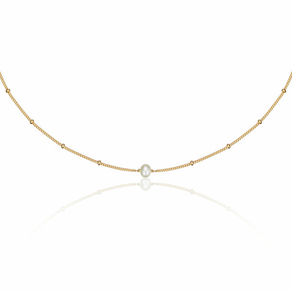 Gold Satellite Single Pearl Choker