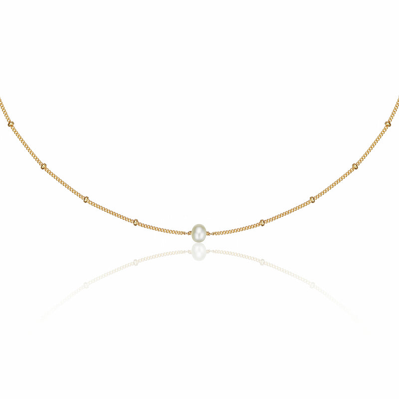 Gold Satellite Single Pearl Choker