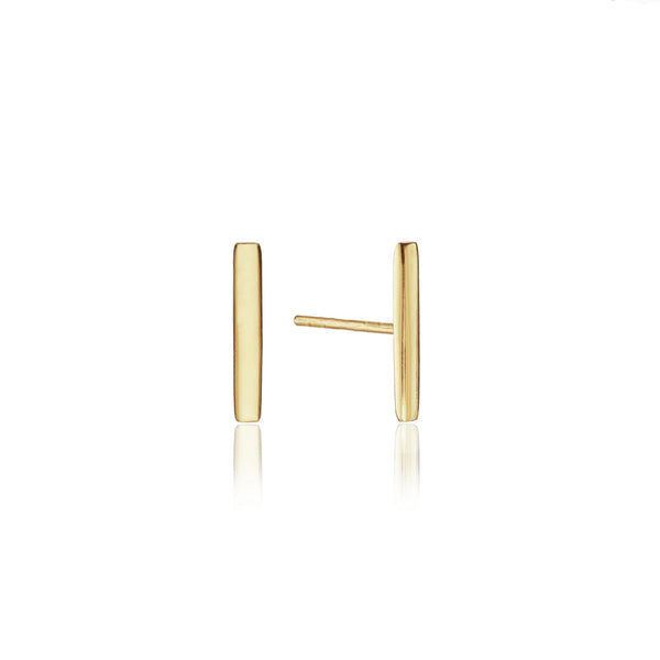 Gold Plain Bar Stud Earrings