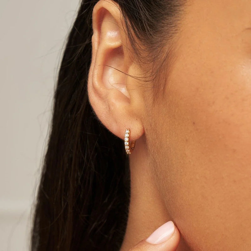 Gold Diamond Style Huggie Hoop Earrings