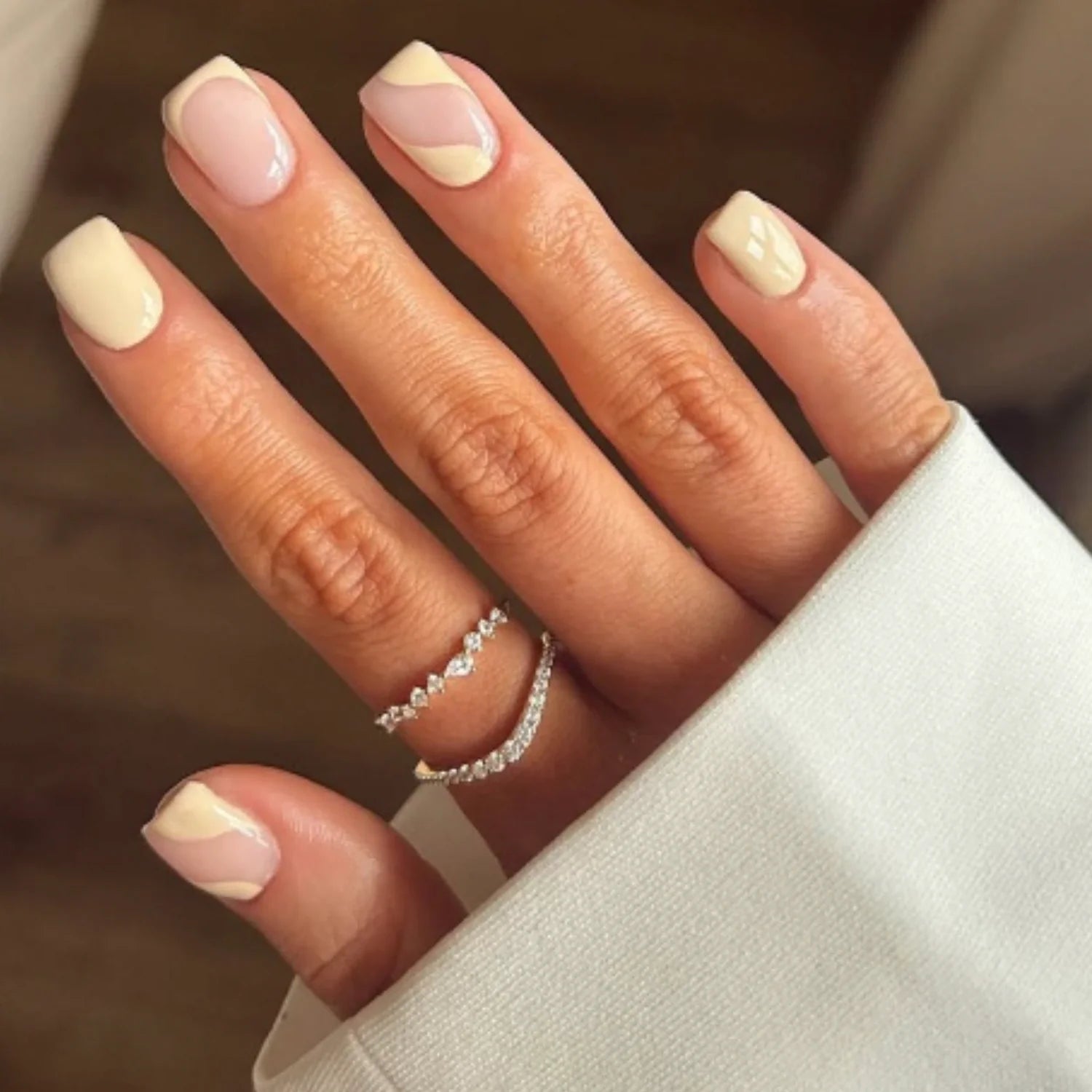 Gold-Tone Crystal-Style Curved Ring