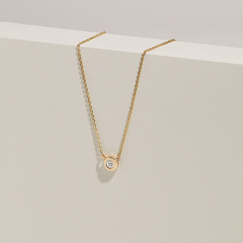 Solid Gold Floating Diamond Necklace