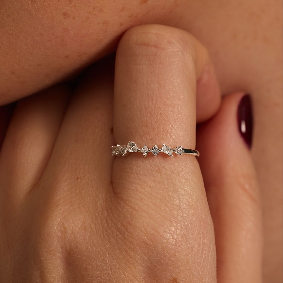Silver-Tone Crystal-Style Mixed Cluster Ring