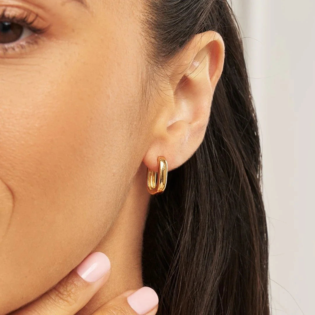 Gold Thick Squared Hoop Earrings