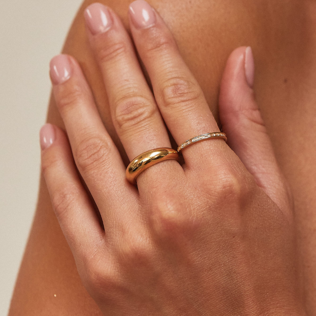 Gold-Tone Plain Dome Ring