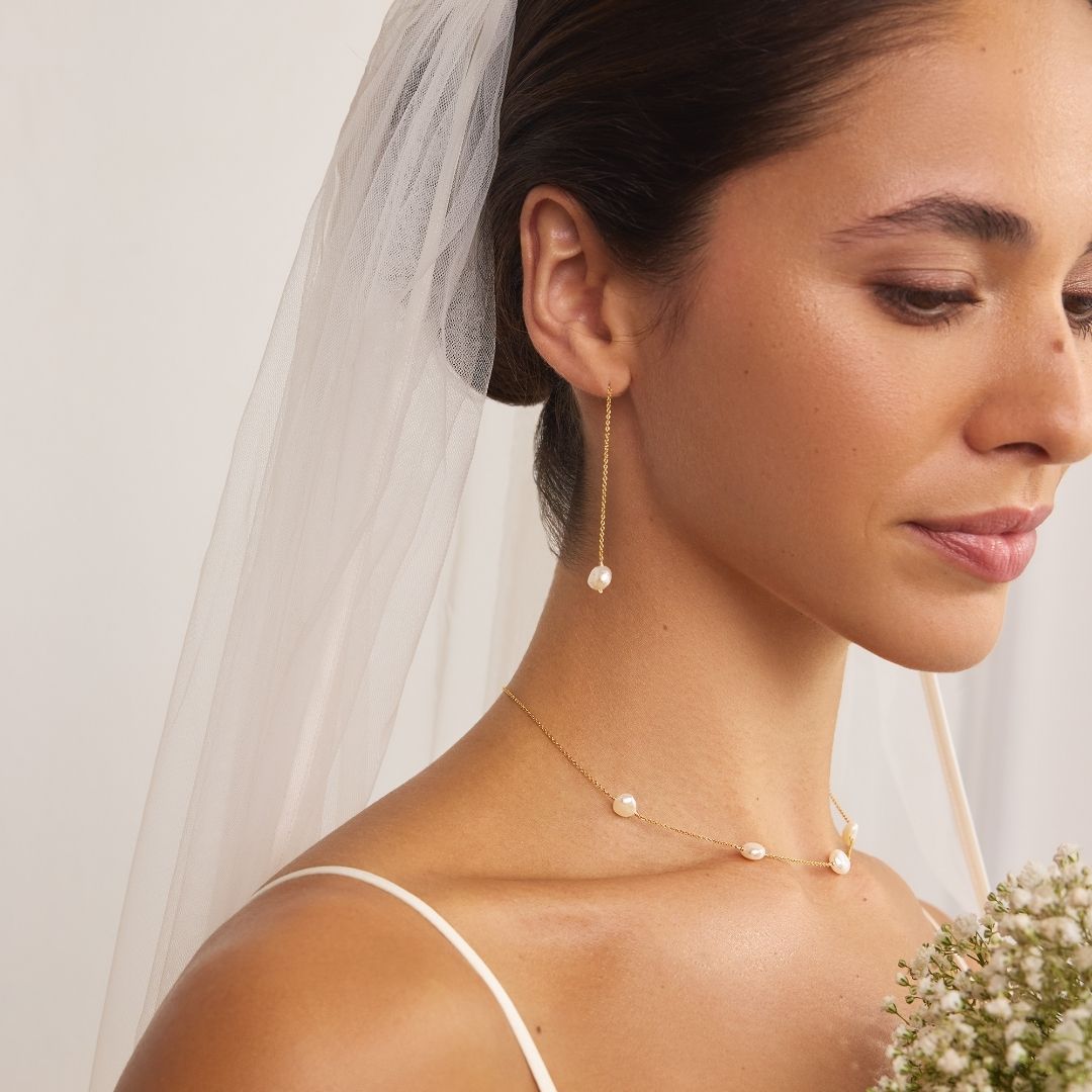 Gold-Tone Pearl-Style Ear Threader Earrings