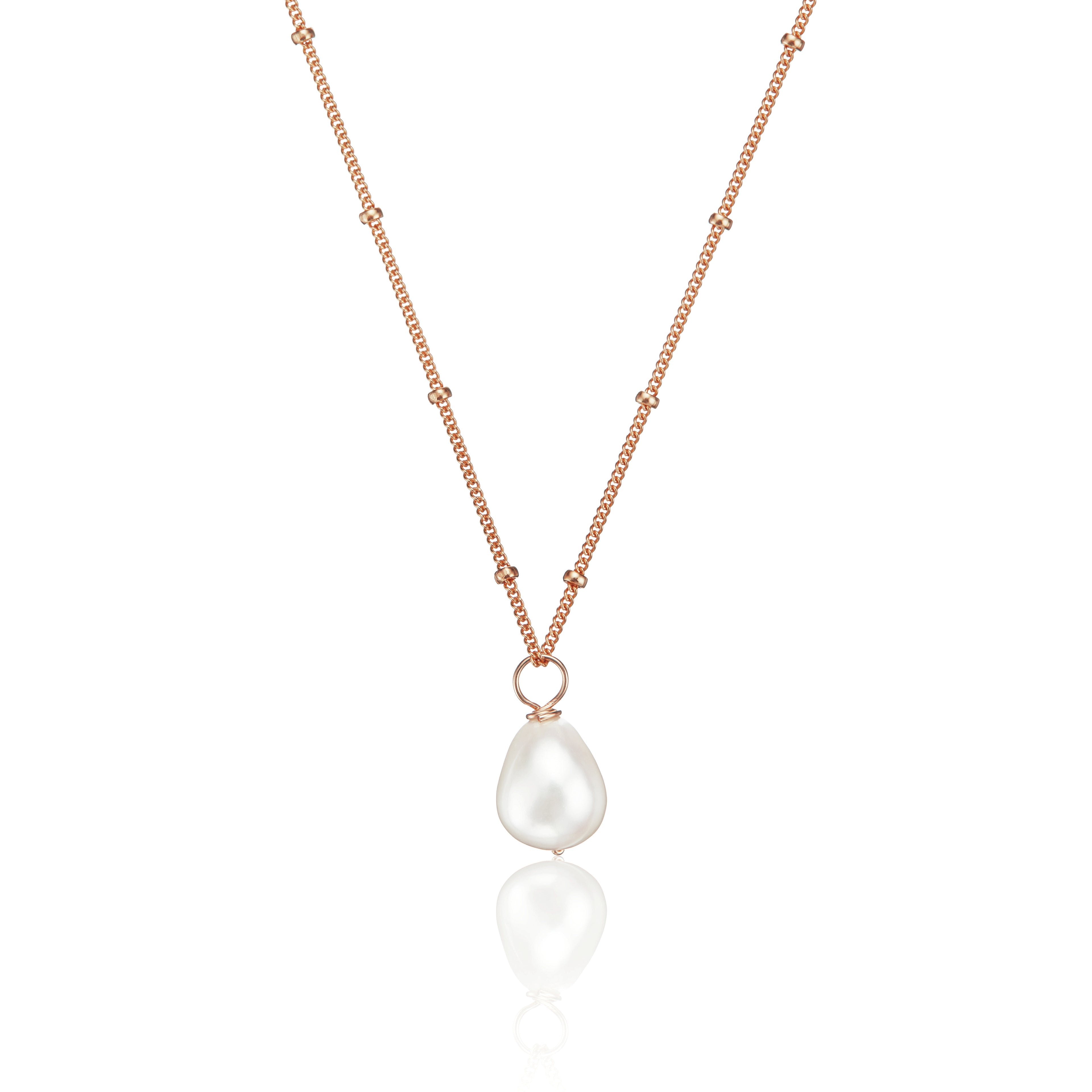 Rose Gold-Tone Large Pearl-Style Satellite Necklace