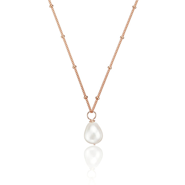 Rose Gold Large Pearl Satellite Necklace