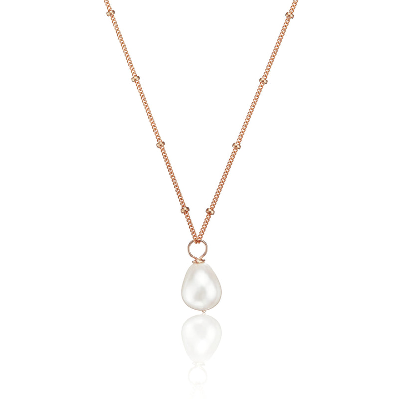 Rose Gold Large Pearl Satellite Necklace