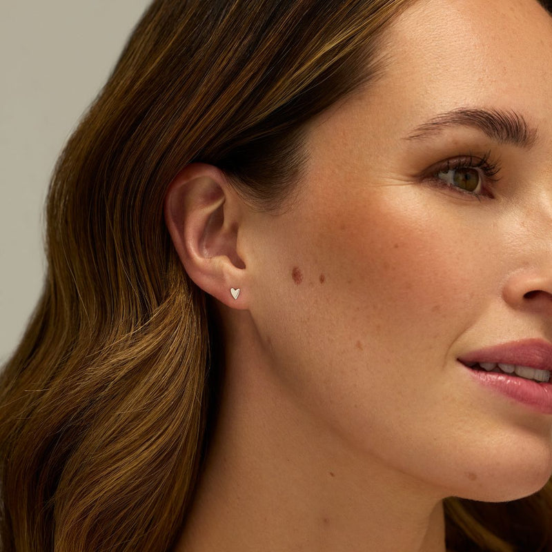 Gold Tiny Heart Stud Earrings