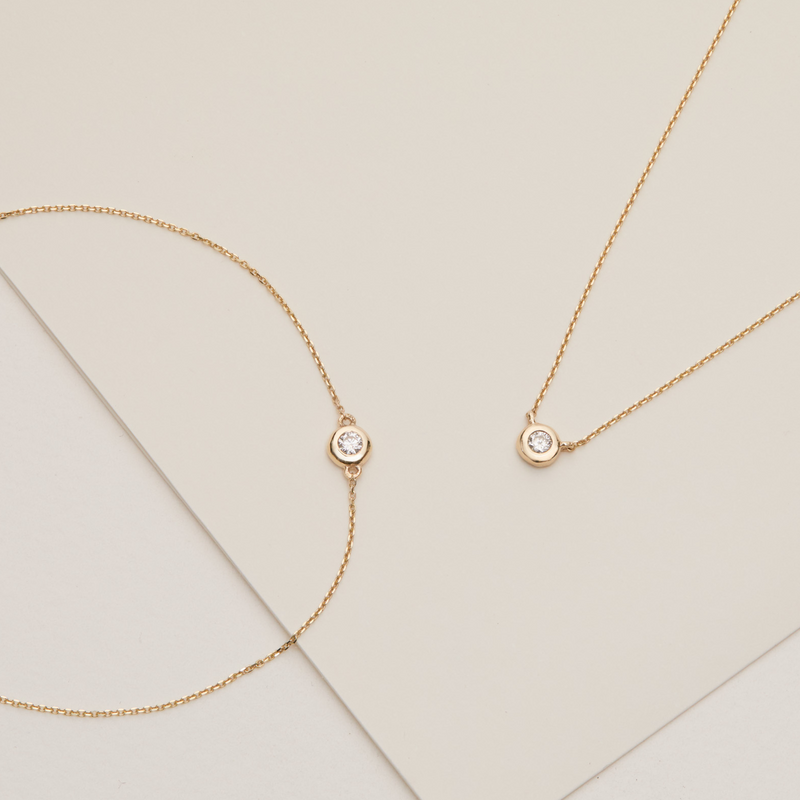 Solid Gold Floating Diamond Necklace