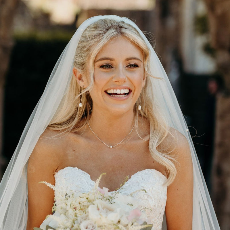 Solid White Gold Single Pearl Choker