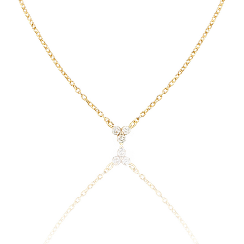 Solid Gold Floating Diamond Cluster Necklace