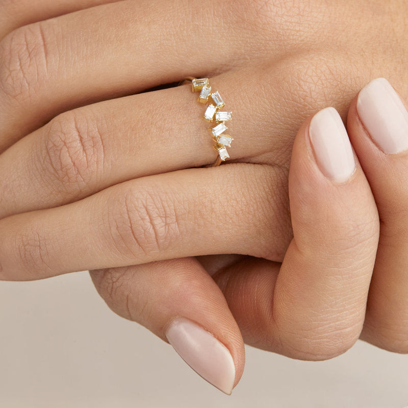 Gold Diamond Style Baguette Ring