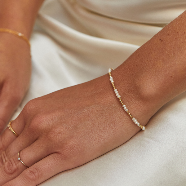 Gold Beaded Mini Pearl Bracelet