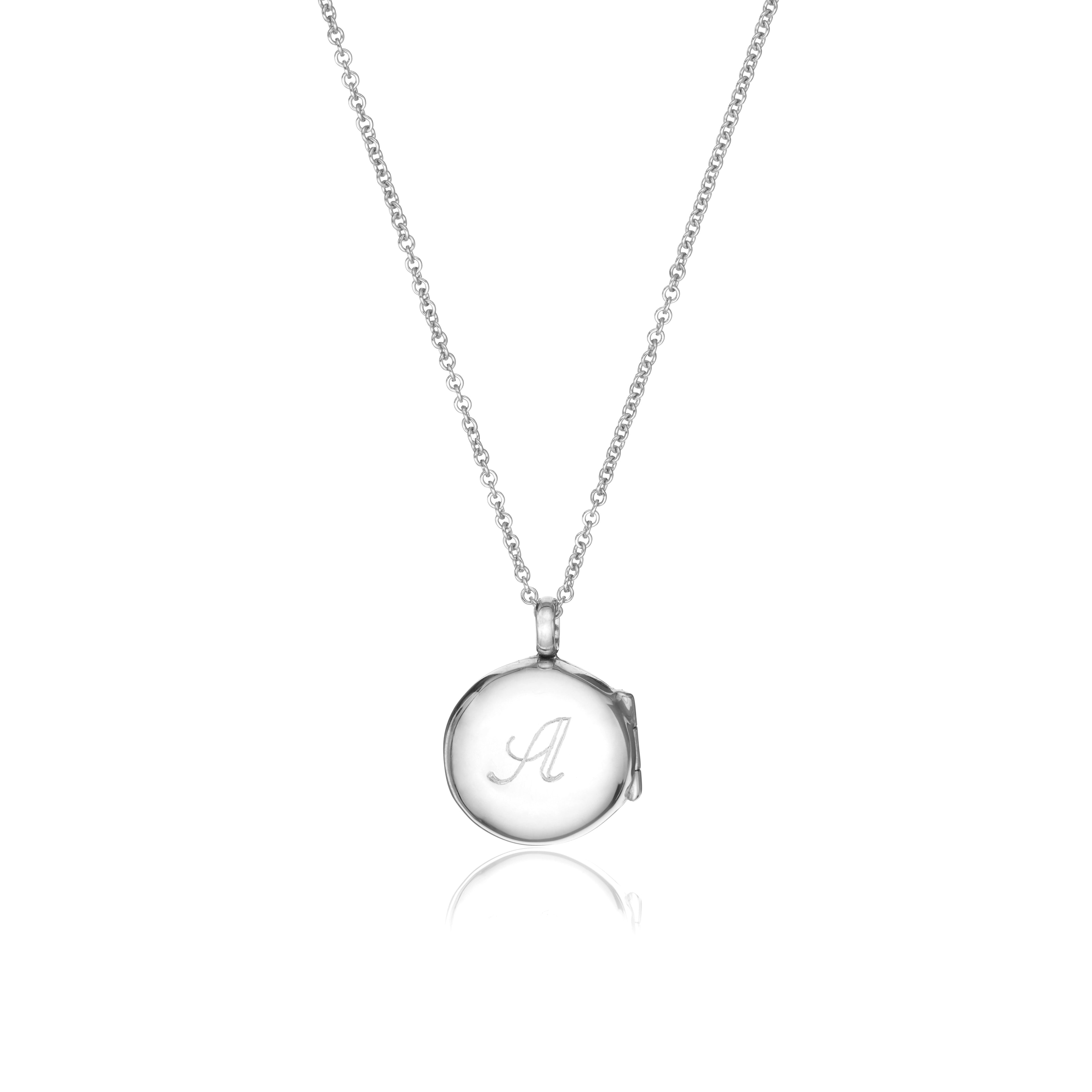 Silver-Tone Small Round Crystal-Style Locket Necklace