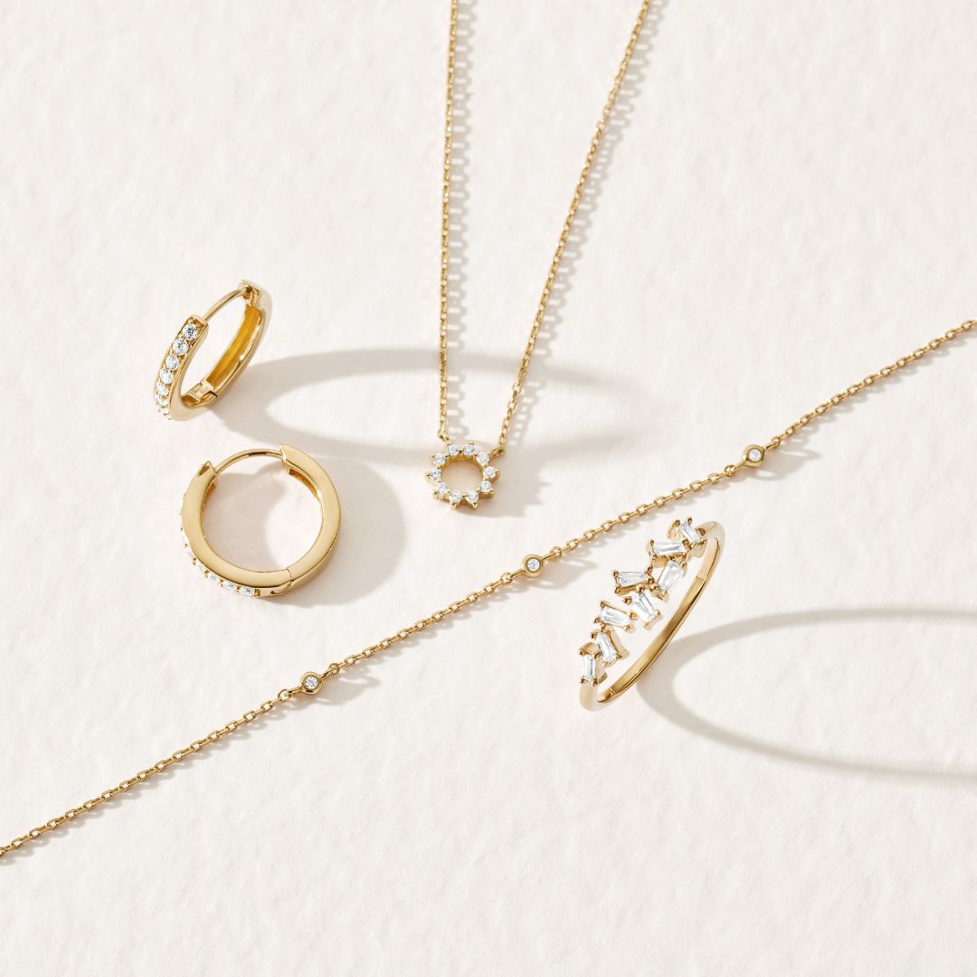 Gold-Tone Crystal-Style Sun Necklace