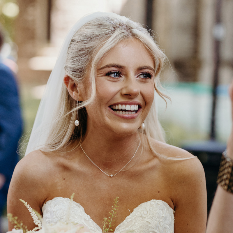 Silver Large Pearl Drop Ear Threaders