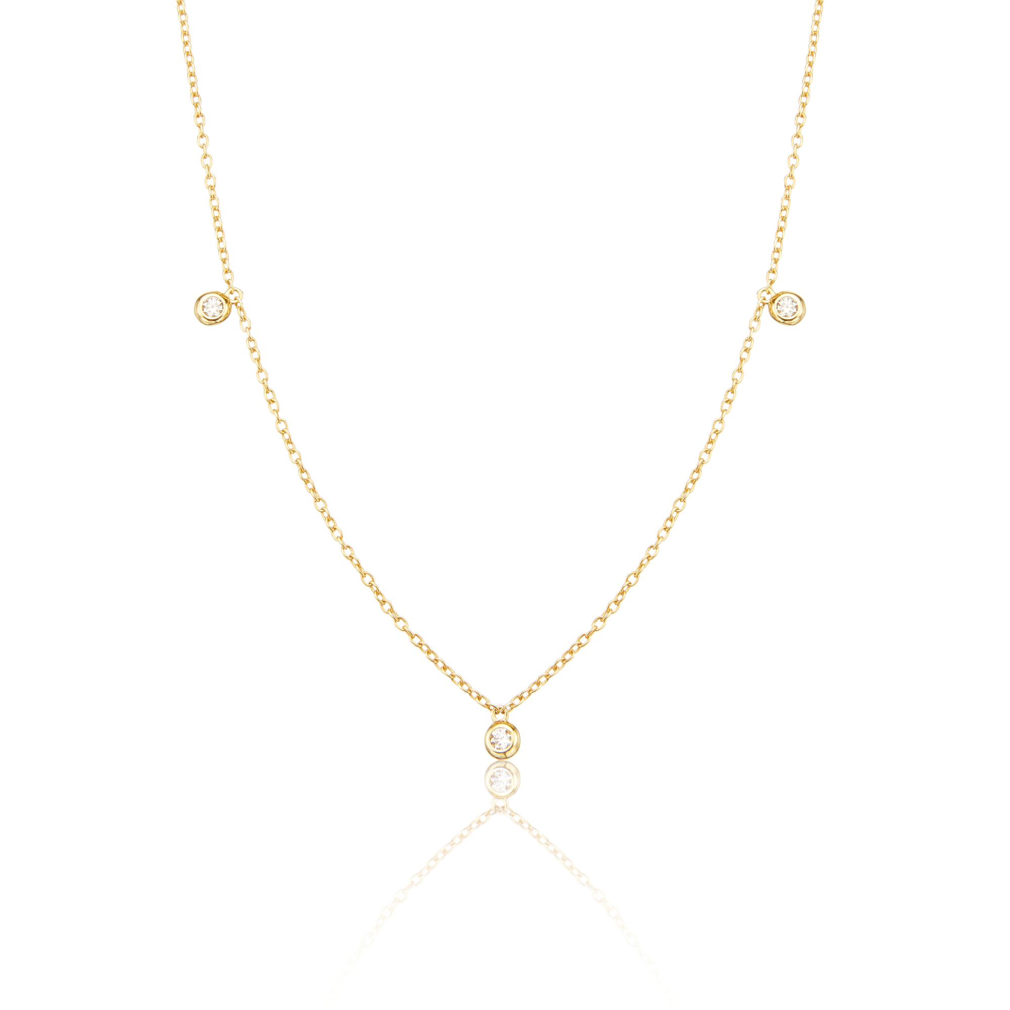 Solid Gold Floating Diamond Drop Necklace