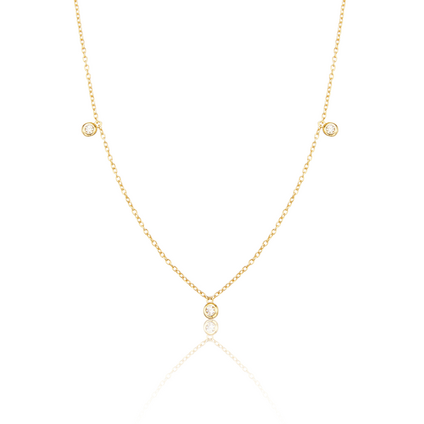 Solid Gold Floating Diamond Drop Necklace