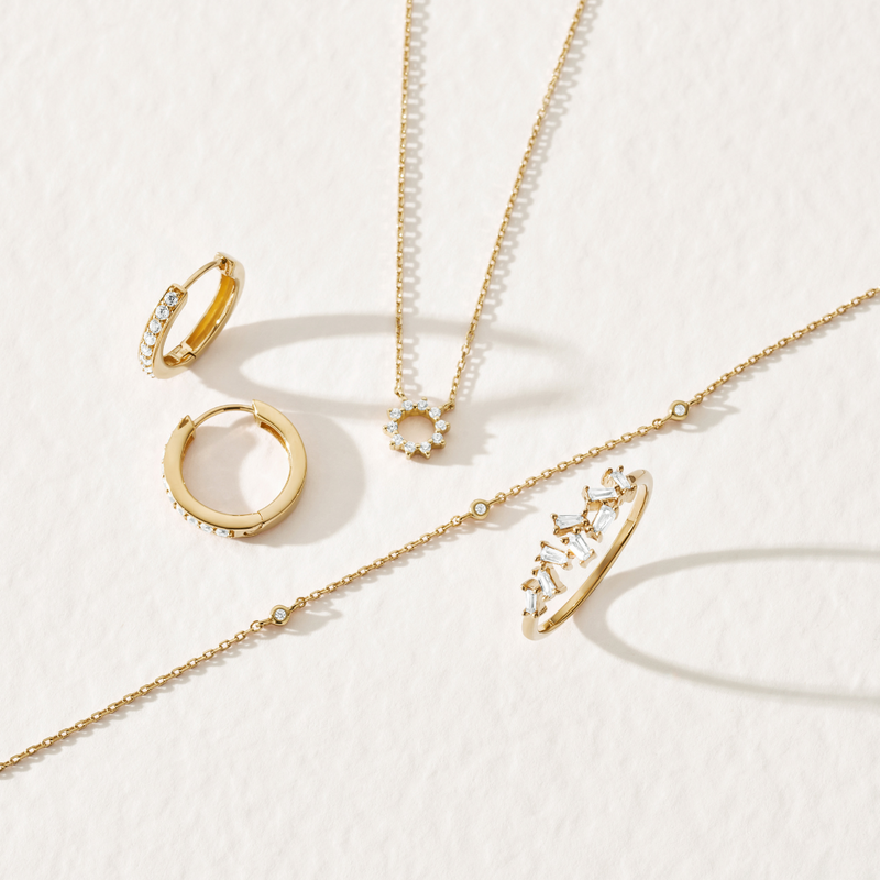 Gold Diamond Style Baguette Ring