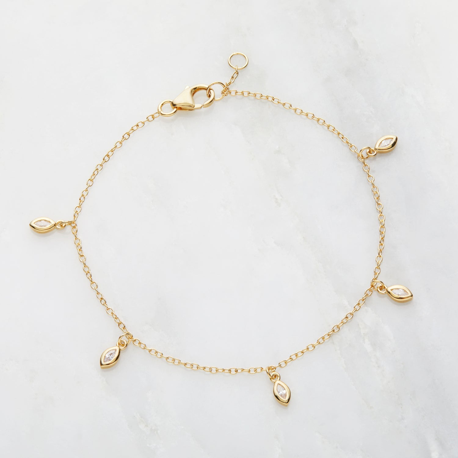 Gold-Tone Crystal-Style Marquise Drop Bracelet